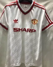 1986-1988 M Utd Away White Retro Soccer Jersey