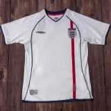 2002 England Home White Retro Soccer Jersey