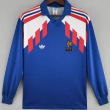 1988/90 France Home Long Sleeve Retro Soccer Jersey