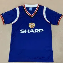 1984 M Utd Away Blue Retro Soccer Jersey