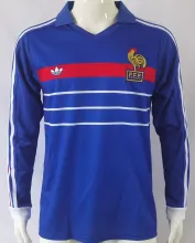 1982/84 France Home Blue Retro Long Sleeve Jersey