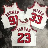 1997/98 Bulls JORDAN #23 White Retro NBA Jerseys 热压