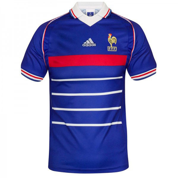 1998 France Home Blue Retro Soccer Jersey有右胸小字