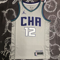 Hornets OUBREJR. #12 Grey NBA Jerseys