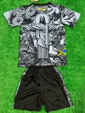 2024/25 Brazil Black Grey Special Edition Kids Soccer Jersey 耶稣灰黑
