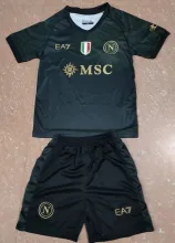 2023/24 Napoli Third Black Kids Soccer Jersey 带胸前金章