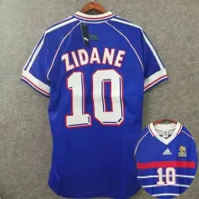 ZIDANE #10 France Home Blue Retro Soccer Jersey 1998 (右胸带小字) ★★