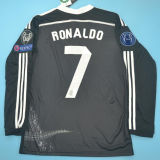 RONALDO # 7 RM Black Dragon Retro Long Sleeve Jersey 2014/15 (Have All Patch) (2014+10) 全套章 ★★