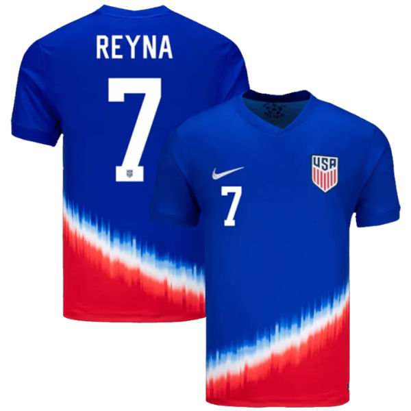 REYNA #7 #7 U.S 1:1 Quality Away Blue Red Fans Soccer Jersey 2024/25 ★★