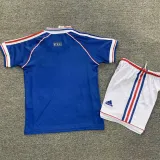 1998 France Home Blue Kids Retro Soccer Jersey