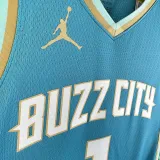 2023/24 Hornets BALL #1 Blue Retro NBA Jerseys 热压