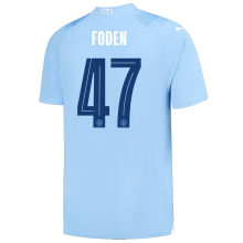 FODEN #47 Man City 1:1 Home Blue Fans Jersey 2023/24 (UCL Font) ★★