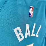 2023/24 Hornets BALL #1 Blue Retro NBA Jerseys 热压