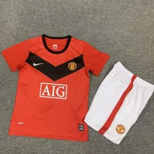 2009/10 M Utd Home Red Retro Kids Soccer Jersey