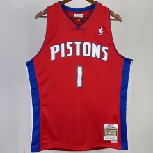 2008/09 Pistons IVERSON #1 Red Retro NBA Jerseys 热压