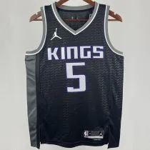 2023/24 Kings FOX #5 Black NBA Jerseys 热压