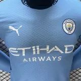 2024/25 Man City Home Blue Player Version Long Sleeve Jersey