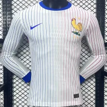 2024//25 France Away White Player Version Long Sleeve Jersey