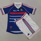 1998 France Home Blue Kids Retro Soccer Jersey