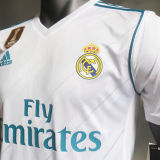 2017/18 RM Home White Retro Player Version Soccer Jersey 球员版带胸前章