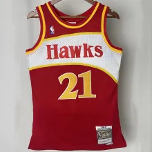 1985/86 Hawks WILKNS #21 Red Retro NBA Jerseys 热压