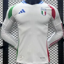 2024 Italy Away Whte Player Version Long Sleeve Jersey