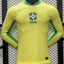 2024/25 Brazil Home Yellow Player Version Long Sleeve Jersey