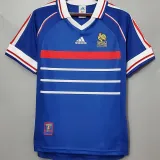 ZIDANE #10 France Home Blue Retro Soccer Jersey 1998 (右胸带小字) ★★