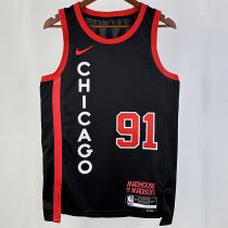 2023/24 Bulls RODMAN #91 Black City Edition NBA Jerseys 热压