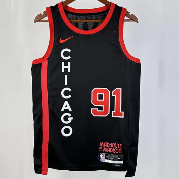 2023/24 Bulls RODMAN #91 Black City Edition NBA Jerseys 热压