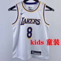 Lakers BRYANT #8 White Kids NBA Jersey 热压