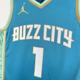 2023/24 Hornets BALL #1 Blue Retro NBA Jerseys 热压