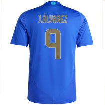 J. Á LVAREZ # 9 Argentina Away Blue Fans Soccer Jersey 2024/25 ★★