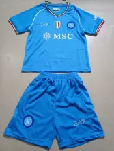 2023/24 Napoli Home Blue Kids Soccer Jersey 带胸前金章