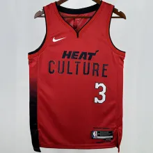 2025 Miami Heat WADE #3 Red City Edition NBA Jerseys 热压