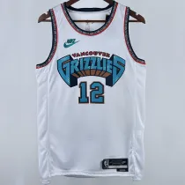 2025 Grizzlies MORANT #12 White Retro NBA Jerseys Hot Pressed