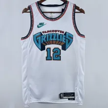 2025 Grizzlies MORANT #12 White Retro NBA Jerseys Hot Pressed