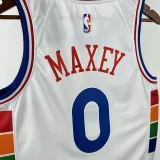 2025 76ers MAXEY #0 White City Edition NBA Jerseys 热压