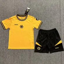 2024/25 Wolves Home Yellow Kids Soccer Jersey