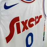 2025 76ers MAXEY #0 White City Edition NBA Jerseys 热压