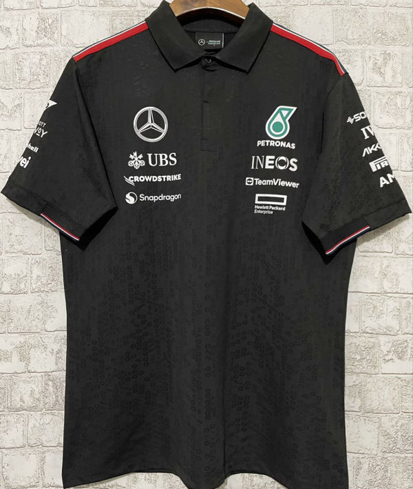 2024/25 Mercedes AMG Petronas F1 Black Team POLO T-Shirt (有领)