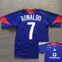 RONALDO #7 M Utd Away Blue Retro Soccer Jersey 2005/06 ★★