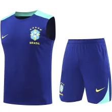 2025 Brazil Sapphire Blue Vest Training Jersey(A Set)
