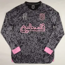 2024/25 Palestine Black Long Sleeve Soccer Jersey 阿拉伯文
