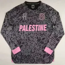 2024/25 Palestine Black Long Sleeve Soccer Jersey 英文