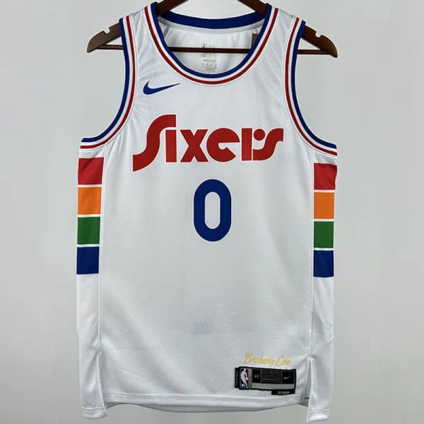 2025 76ers MAXEY #0 White City Edition NBA Jerseys 热压