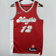 2025 Grizzlies MORANT #12 Red City Edition NBA Jerseys Hot Pressed