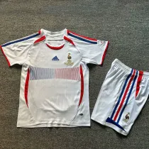 2006 France Away White Retro Kids Soccer Jersey