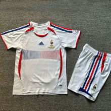 2006 France Away White Retro Kids Soccer Jersey