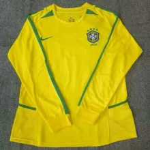 2002 Brazil Home Yellow Retro Long Sleeve Soccer Jersey